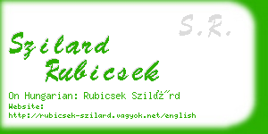 szilard rubicsek business card